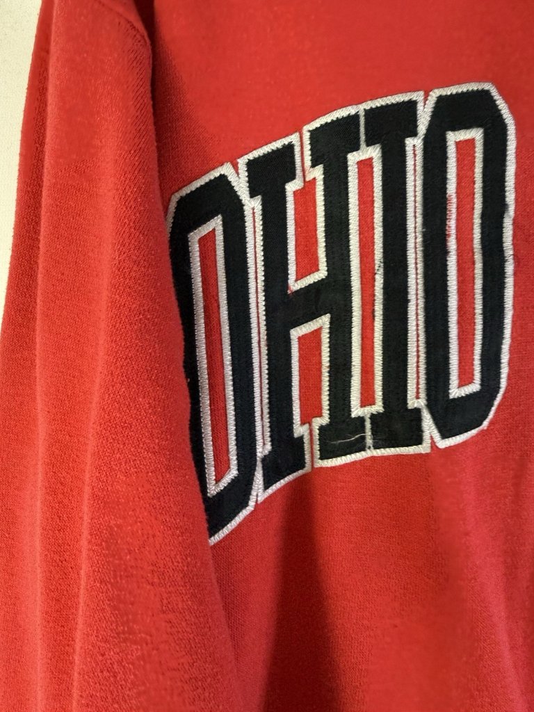 Vintage 90s Ohio State Crewneck Sweatshirt Faded Red — image 4 of 8